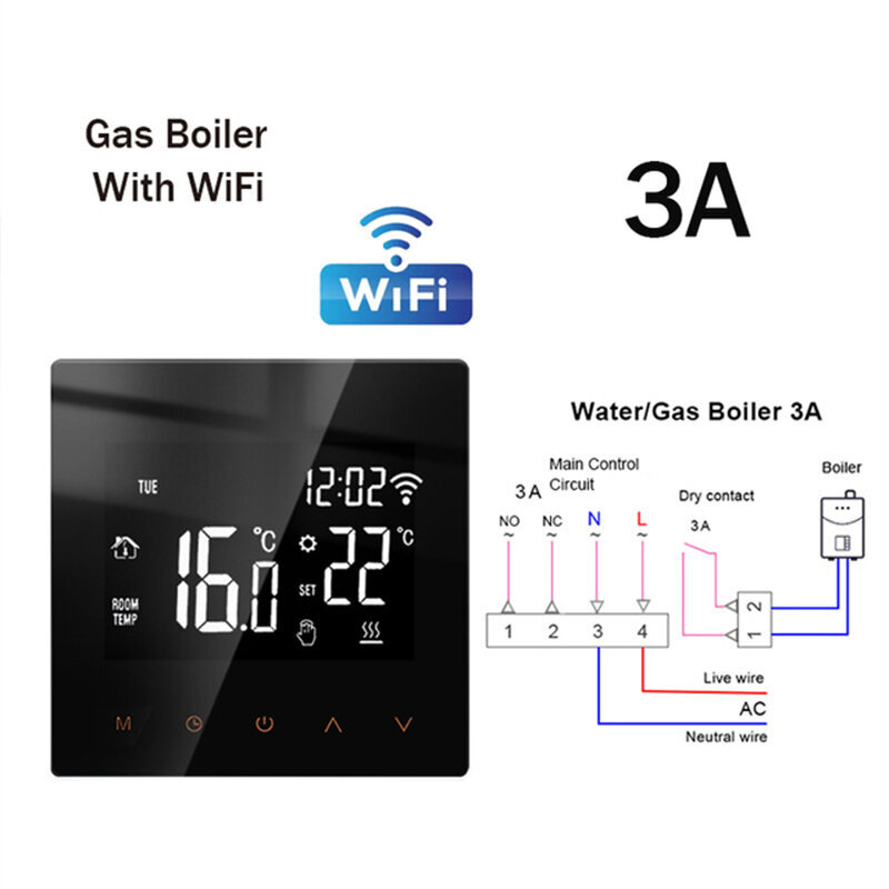 Tuya WiFi nutikas termostaat elektriline põrandaküte TRV vesigaasi boileri temperatuuri häälkaugjuhtimispult Google Home Alexa jaoks| | цена и информация | Põrandaküte | kaup24.ee