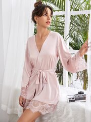 Ripsmete pitstrim Self Belted Satin Night Robe·Baby Pink·XL цена и информация | Женские халаты | kaup24.ee