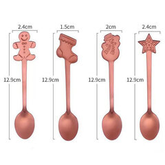 (4 tk lusikas roosa kuld)Jõulukaunistused kodustele lauanõudele Jõulud roostevaba kohvilusikas Jõulukingid Uusaasta 2024 Navidad 2023 Natal Kingitused цена и информация | Рождественские украшения | kaup24.ee