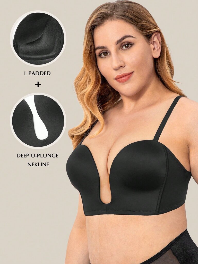 Wingslove Sexy Deep V Push Up rinnahoidja Olkaimeta rinnahoidja Juhtmeta rinnahoidja · Must · 80B цена и информация | Naiste alussärgid | kaup24.ee