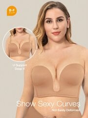 Wingslove Sexy Deep V Push Up rinnahoidja Olkadeta rinnahoidja juhtmeta rinnahoidja·Camel·85B hind ja info | Naiste alussärgid | kaup24.ee