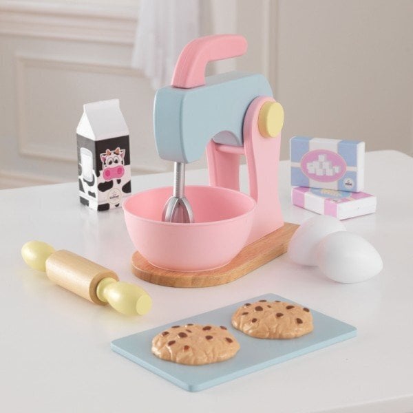 Mängu mikser tarvikutega Kidkraft Wooden Baking Set - Pastel 63371 цена и информация | Tüdrukute mänguasjad | kaup24.ee