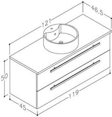 Alumine vannitoakapp RB Bathroom Serena valamuga 120 cm, valge/pruun цена и информация | Шкафчики для ванной | kaup24.ee