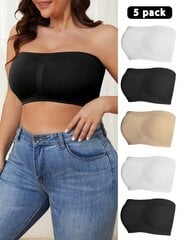 Lisaks 5 pakki Solid Bandeau rinnahoidja·Multivärviline·2XL цена и информация | Нательные женские майки | kaup24.ee