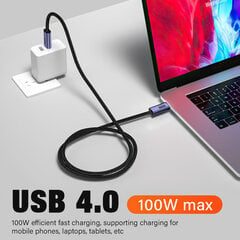 USB 4.0 andmekaabel Macbook Pro jaoks, C-tüüpi C-tüüpi Thunderbolt 3 kiirlaadimiskaabel, 8K 60Hz, 100W, 5A 3m küünarnukk hind ja info | Mobiiltelefonide lisatarvikud | kaup24.ee