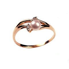 Золотое кольцо с бриллиантом и пресноводным жемчугом 16,0 цена и информация | Кольцо | kaup24.ee