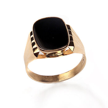 Золотое мужское кольцо с ониксом 19,5 цена и информация | Мужские украшения | kaup24.ee