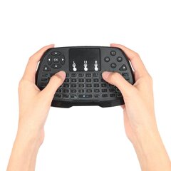 Беспроводная клавиатура A3 с 4-цветной подсветкой 2,4 ГГц и тачпадом для Android TV box PC Smart TV и т. д., черная цена и информация | Музыкальные центры | kaup24.ee