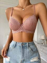 Floral Lace Underwire Push Up rinnahoidja pesu · Tolmune roosa·75C цена и информация | Нательные женские майки | kaup24.ee