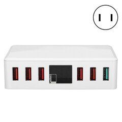 6 pordiga QC 3.0 USB-laadija kiirlaadimine digitaalse ekraaniga nutikas laadimisjaam 100-240VUS pistik 100-240V hind ja info | Mobiiltelefonide laadijad | kaup24.ee