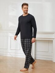 Meeste Solid Tee & Plaid Print PJ Set · Must · M hind ja info | Karnevali kostüümid | kaup24.ee