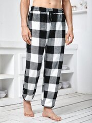 Meeste Buffalo Plaid Print nööriga vöökoht Teddy pidžaamapüksid · Mustvalge · S цена и информация | Мужские халаты, пижамы | kaup24.ee