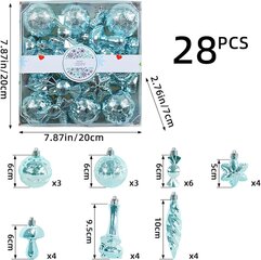 28 tk jõulupuu rippuvate pallide komplekt pallide kaunistuseks galvaniseeritud pallid kinkekarbi komplekt taevasinine цена и информация | Аппликации, декорации, наклейки | kaup24.ee