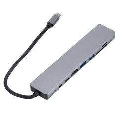 8-ühes jaotur Type-C kuni USB2.0/HD/PD kiirlaadimine/100M RJ45/TF/SD kaardi pesa Multifunktsionaalne laiendusdokk hõbehall hind ja info | Muusikakeskused | kaup24.ee