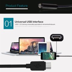 7 mm fookusega kaamera objektiiv 1,5 M veekindel 6 LED Android Endoscope Mini USB kaabli endoskoop hind ja info | Mobiiltelefonide lisatarvikud | kaup24.ee