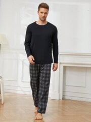 Meeste Solid Tee & Plaid Print Püksid PJ komplekt · Must·L цена и информация | Карнавальные костюмы | kaup24.ee