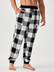 Meeste Buffalo Plaid Print nööriga vöökoha pidžaamapüksid·must-valge·XL цена и информация | Мужские халаты, пижамы | kaup24.ee