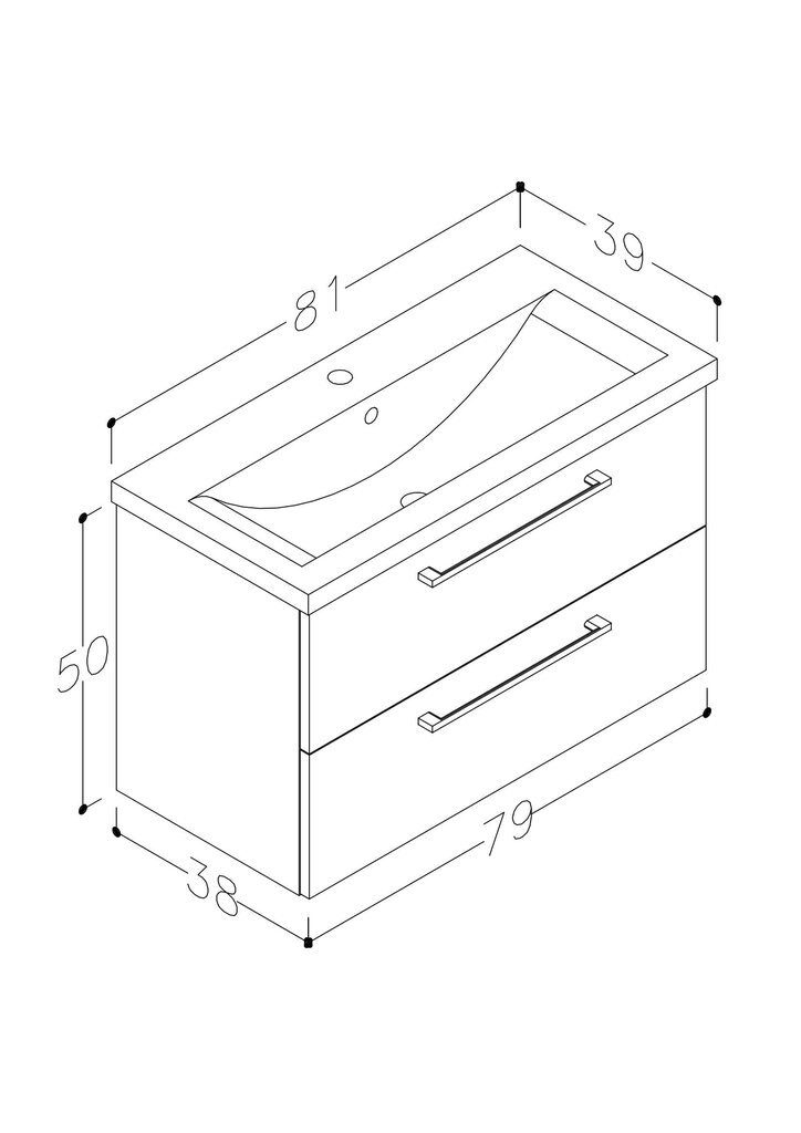 Alumine vannitoakapp RB Bathroom Scandic valamuga 81 cm, hall цена и информация | Vannitoakapid | kaup24.ee