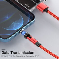 Magnetkaabel Kiirlaadimine Micro USB Type C 540 Pööratav 3A iPhone Xiaomi Samsung 2m Red jaoks цена и информация | Аксессуары для телефонов | kaup24.ee