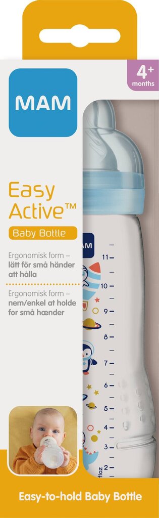 MAM-pudel Easy Active, 4 kuud +, 330 ml, sinine hind ja info | Lutipudelid ja aksessuaarid | kaup24.ee
