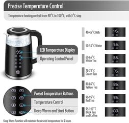 ForMe veekeetja temperatuuri valikuga, 1,7 l hind ja info | Veekeetjad | kaup24.ee