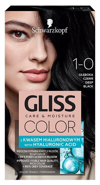 Juuksevärv Schwarzkopf Gliss Color 1-0 SÜSIMUST цена и информация | Juuksevärvid | kaup24.ee