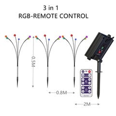 (3in1 värviline kaugjuhtimispult) LED päikeseenergial töötavad Firefly tuled päikeseenergial töötavad Firefly tuled väljas, tuulega kõikumine, päikeseenergia aiavalgusti õue kaunistamiseks цена и информация | Гирлянды | kaup24.ee