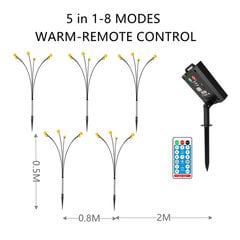 (5-ühes 8 režiimi – kaugjuhtimispult) Päikeseenergial töötavad Firefly LED-tuled Päikeseenergial töötavad Firefly tuled väljas, tuulega kõikumine, päikeseenergia aiavalgusti õue kaunistamiseks hind ja info | Jõulutuled | kaup24.ee