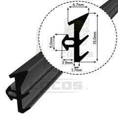 S-171 Black оконный уплотнитель резиновый уплотнитель двери окна уплотнение 20м цена и информация | Межкомнатные двери | kaup24.ee