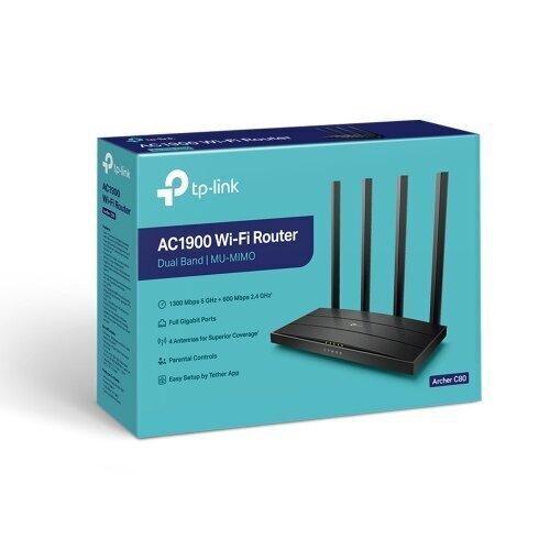 Juhtmevaba ruuter TP-LINK AC1900 ARCHERC80 цена и информация | Ruuterid | kaup24.ee