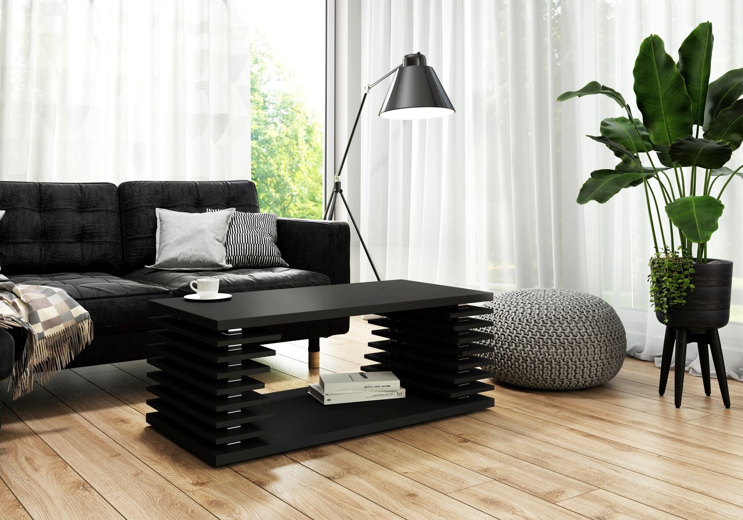 Diivanilaud ADRK Furniture Veinis, must hind ja info | Diivanilauad | kaup24.ee