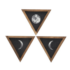 3 tk Rustic Wall Moon Phase Decor Traingulaarne seinakaunistus magamistoa elutuppa hind ja info | Lae-, seinakaunistus elemendid | kaup24.ee