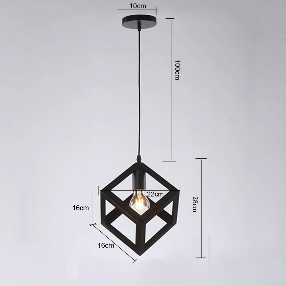 Moodne ripplambi kuubiku kujuga rippvalgusti geomeetrilises stiilis metallist laevalgusti E27 ruudukujuline loominguline valgustus magamistuba elutuba söögitoa laelamp 16 * 22 * ​​28 cm punane 1 tükk hind ja info | Rippvalgustid | kaup24.ee