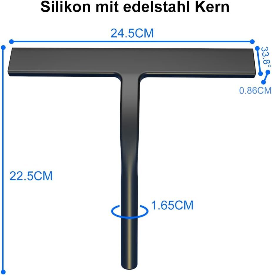 Silikoonist dušipuhasti Dušipuhasti, silikoonist klaasipuhasti, roostevabast terasest südamik duši jaoks, vannituba, peegel, puhastusklaas, plaat (must, väike) цена и информация | Vannitoa sisustuselemendid ja aksessuaarid | kaup24.ee