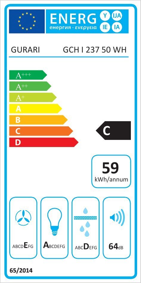Gurari GCH I 237 50 WH, 50 cm + filter Gurari GE 14 цена и информация | Õhupuhastid | kaup24.ee
