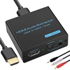 HDMI Audio Extractor 4K HDMI to Optical 3.5mm AUX Audio Adapter Splitter Converter поддержка HDCP Digital DTS 5.1 PCM цена и информация | USB адапторы для аудиосистем | kaup24.ee