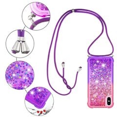 Iphone X/ Xs ümbris Glitter Bling Sparkle Soft TPU kaitseraua kaitsekaas koos kaelapaelaga – roosa ja lilla hind ja info | Telefoni kaaned, ümbrised | kaup24.ee