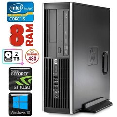 HP 8100 Elite SFF i5-750 8GB 480SSD+2TB GT1030 2GB DVD WIN10 [refurbished] цена и информация | Стационарные компьютеры | kaup24.ee