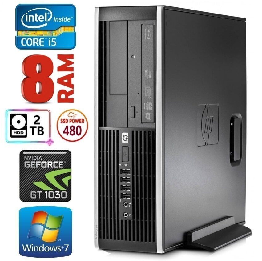 HP 8100 Elite SFF i5-750 8GB 480SSD+2TB GT1030 2GB DVD WIN7Pro hind ja info | Lauaarvutid | kaup24.ee