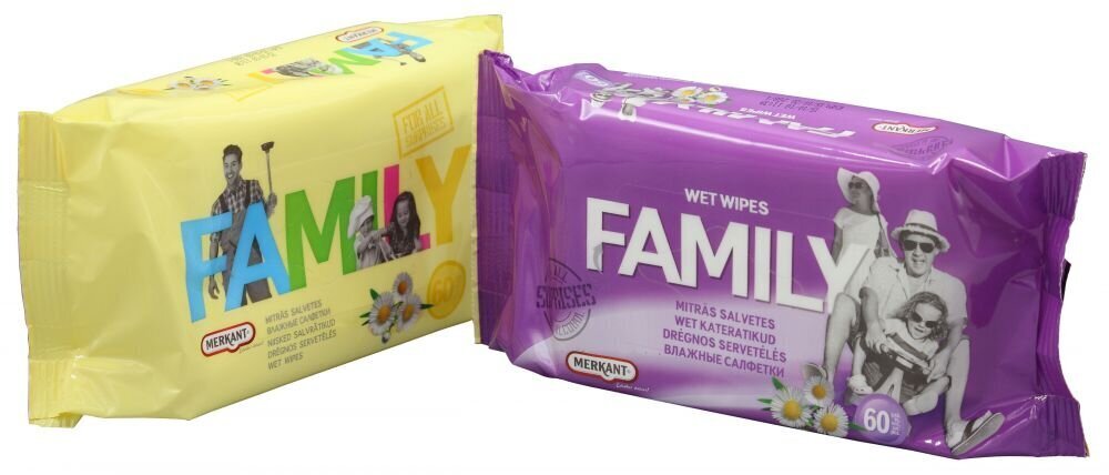 Niisked salvrätikud - For all family 60 tk - Wet Wipes hind ja info | Niisked salvrätikud, vatipadjad ja -tikud | kaup24.ee