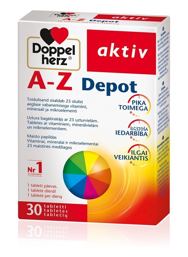 Maisto papildas Doppelherz Activ A-Z Depot, 30 tablečių цена и информация | Vitamiinid, toidulisandid, immuunsuse preparaadid | kaup24.ee