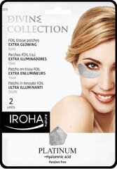 Pinguldav silmamask plaatina, hüaluroonhappe ja C-vitamiiniga Iroha Divine Collection Foil Tissue Extra Glowing, 2 tk цена и информация | Маски для лица, патчи для глаз | kaup24.ee