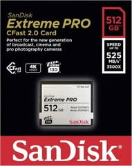 SanDisk mälukaart CFast 2.0 VPG130 512GB Extreme Pro цена и информация | Карты памяти | kaup24.ee