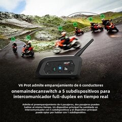 EJEAS V6 PRO+/PLUS mootorrattakiiver Bluetooth raadiosaatja 6 sõitja vahemaa 800 meetrit IP67 veekindel 1tk V6 PRO Plus цена и информация | Наушники | kaup24.ee