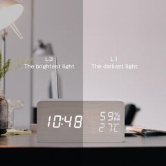 Digitaalne äratuskell LED lauakell Kuupäev Niiskus Temperatuur Puidu välimus Tribune kell Dekoratiivne äratuskell цена и информация | Радиоприемники и будильники | kaup24.ee
