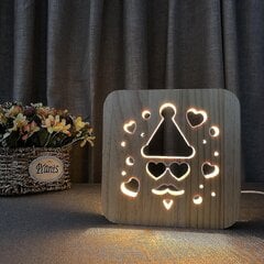 Jõuluvana öövalgusti lastele Puidust 3D-lamp Loomingulised puidust tuled Lihtsad dekoratiivsed tuled 3D-puunikerdusmustriga LED-öövalgusti hind ja info | Lastetoa valgustid | kaup24.ee