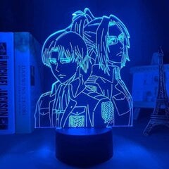 Attack On Titan Levi Ackerman Hange Zoe 3D öövalgusti, akrüülpaneel Abs Base USB kaabel Illusiooniefekt Mitmevärviline kaugjuhtimislamp, kingitus loomadele hind ja info | Lastetoa valgustid | kaup24.ee