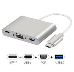 AlphaOne USB концентратор USB 3.0 Type-C, USB C, VGA цена и информация | Адаптеры и USB-hub | kaup24.ee