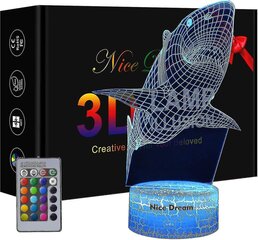 Shark 3D optilise illusiooni lamp, 3D öövalgusti lastele, Shark mänguasjad poistele, kingitused poistele Vanus 10 4 7 11 9 8 6 цена и информация | Детские светильники | kaup24.ee