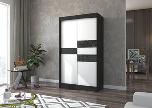 Riidekapp Adrk Furniture Batia 120 cm, must/valge hind ja info | Kapid | kaup24.ee